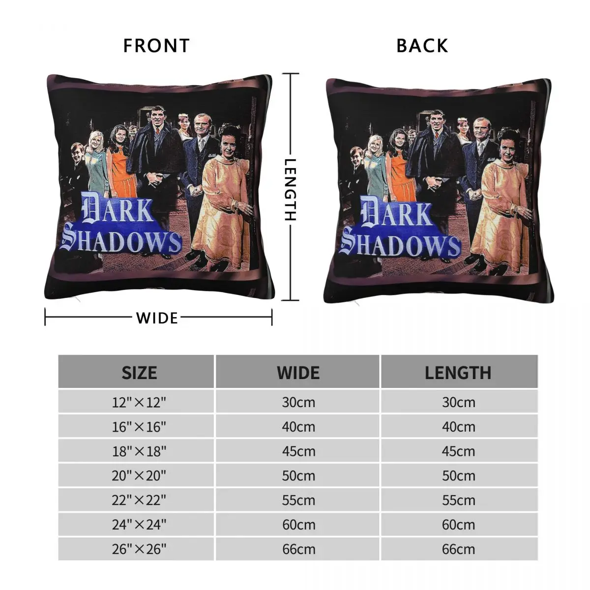 Dark Shadows Cast Square Pillowcase Polyester Linen Velvet Creative Zip Decor Throw Pillow Case Room Cushion Cover 18
