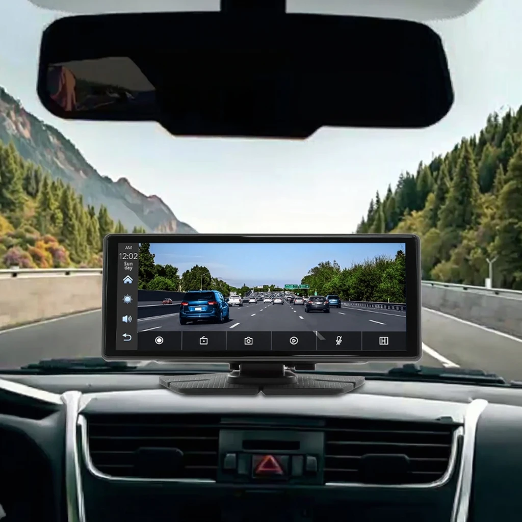 Creatall 8.1inch Port le All-in-One Car Navigation Device Wireless CarPlay Front Rear Dual Recording Dash Cam for Dashboard