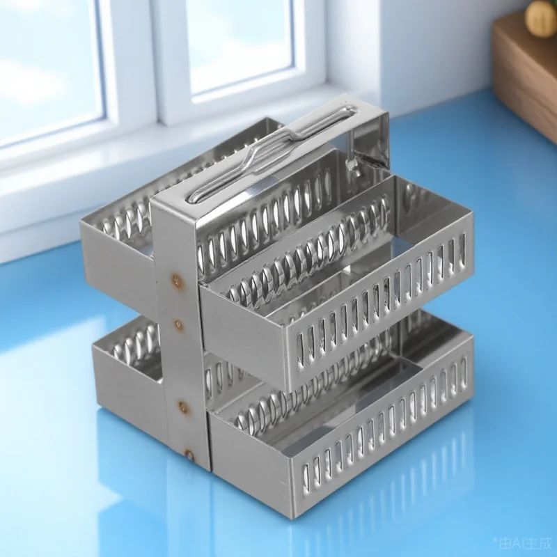 

Stainless Steel Staining Rack Glass Slides Holder Durable Lightweight Laboratory Drying Stand 30 Positions Microscope