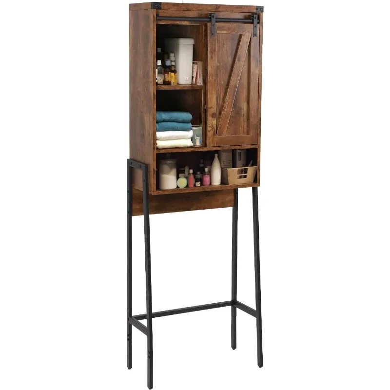 

Over-Toilet Storage Cabinet, Adjustable Shelves & Sliding Doors, Perfect Bathroom Organizer, Brown