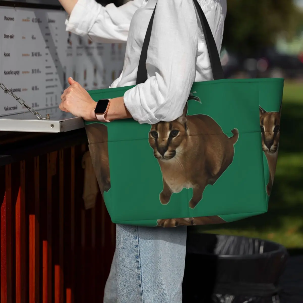 

Big Floppa Animal Cat Beach Tote Bag Sport Gym Yoga Duffle Large Tote Bag Women Travel Bag Fitness bag