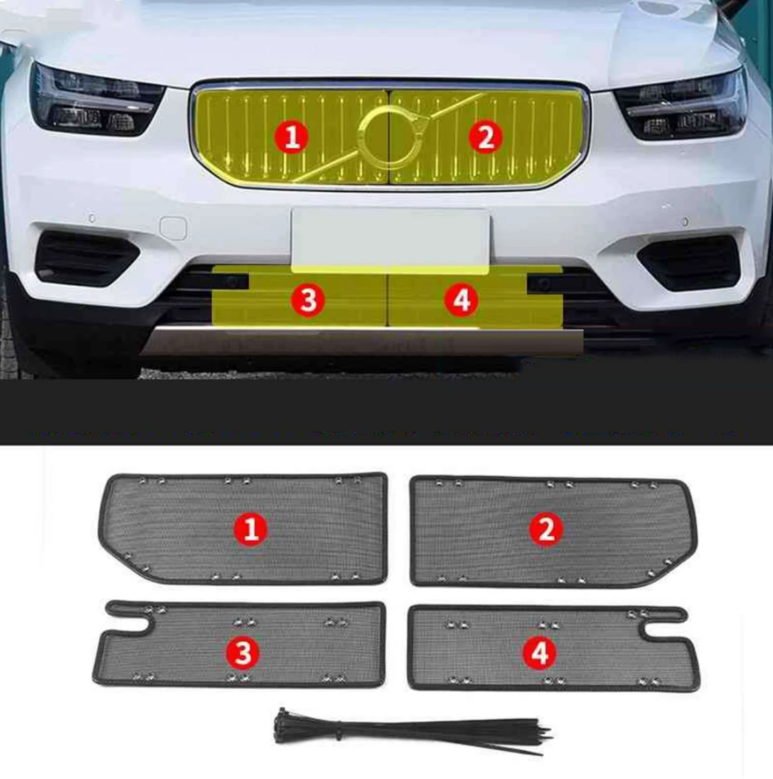 

Car Front Grille Middle Insert Net Insect Screening Mesh Cover Trim For VOLVO XC40 2018 - 2022 Protection Accessories Exterior