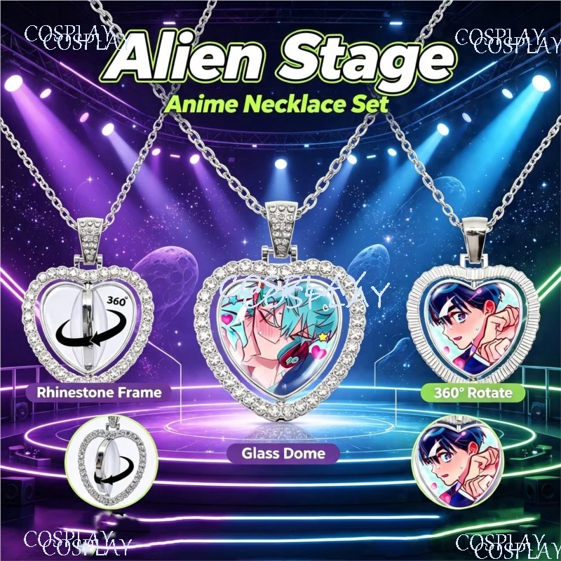 Collar de Corazón de Durazno Giratorio de Doble Cara Alien Stage, Colgante de Cosplay Zombie Stage Mizi Sua Luka, Accesorios para Fans, Regalo, Atrezzo