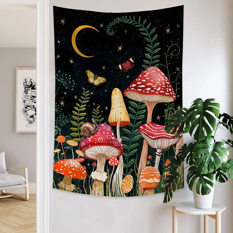 Psychedelic Mushroom Tapestry Divination Psychic Wall Hanging Hippie Boho Cute Room Decoration  Magic Tapestries Art Home Decor