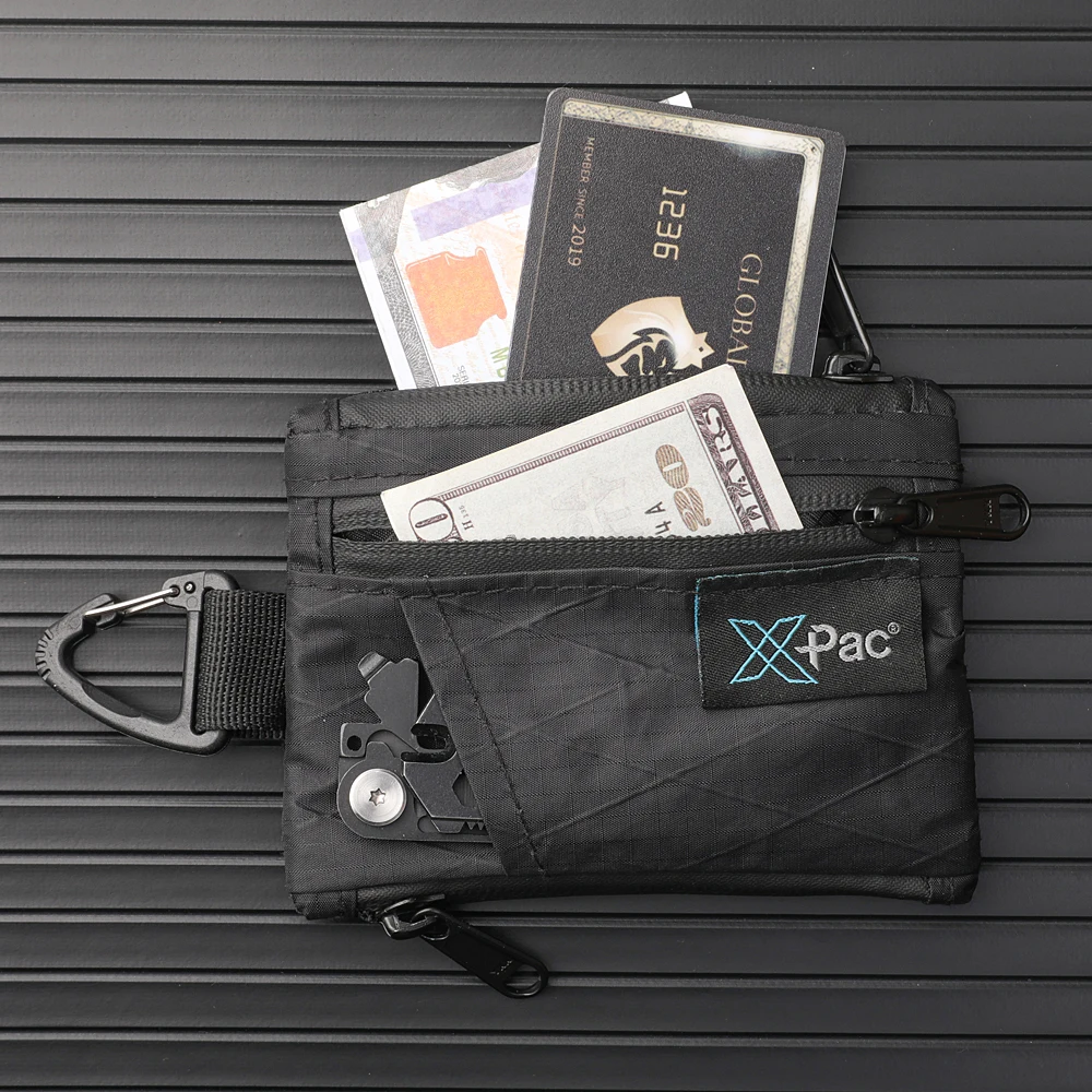 EDC-billetera de X-PAC con múltiples bolsillos, llavero pequeño, monedero con cremallera YKK, organizador de bolsillo EDC, bolsa de utilidad para tarjetas