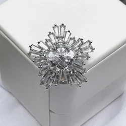 5pcs Large Flower Shiny Copper Zircon Rhinestone Button for Cardigan Coat Hand Sewing Buttons for Clothing DIY Accessories