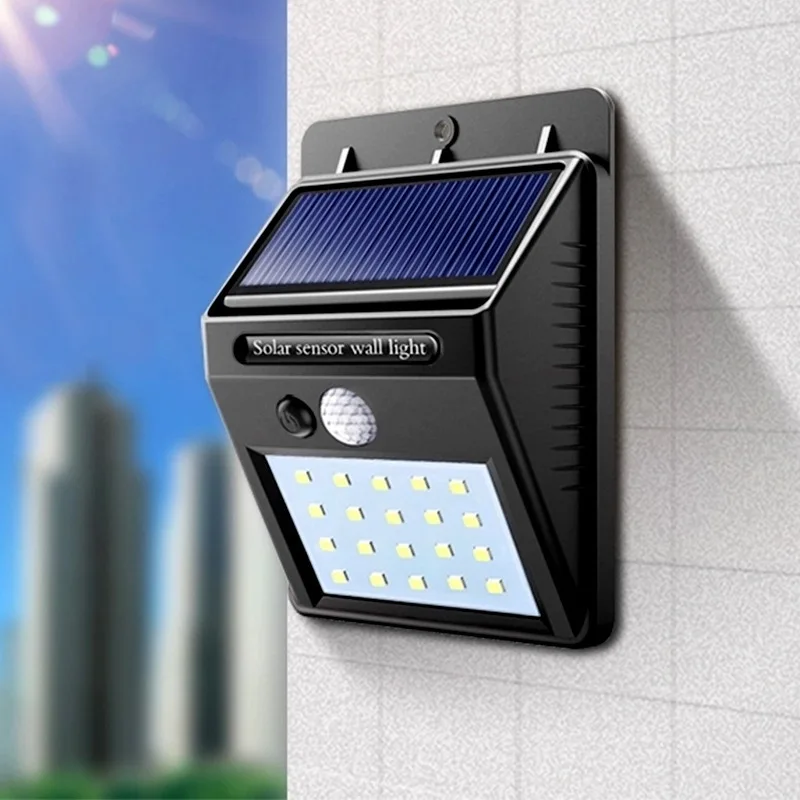 20 LED Solar Motion Sensor Wall Light Outdoor Waterproof Garden Yard Patio Pathway Decoration Lighting Wireless Wall Mount Lamp