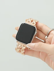 Luxury Love Heart Metal Bracelet For Apple Watch Ultra 49 42 40mm 44 41mm 45mm Band For iWatch 8 7 6 SE 4 5 2 3 Women Girl Strap
