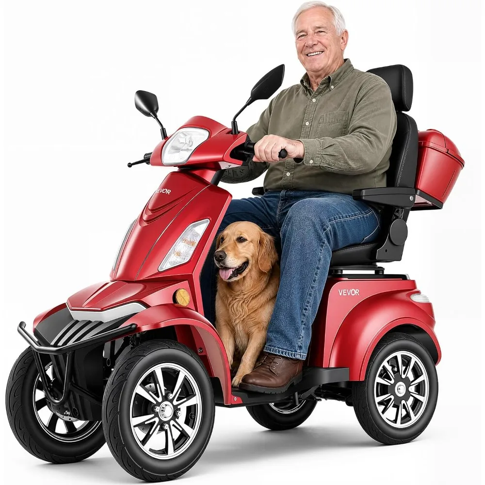 Heavy Duty 4-Wheel Mobility Scooter, Powerful 1000W Brushless Motor, 500 lbs Capacity, 21.5 Miles Long Range, All Terrain