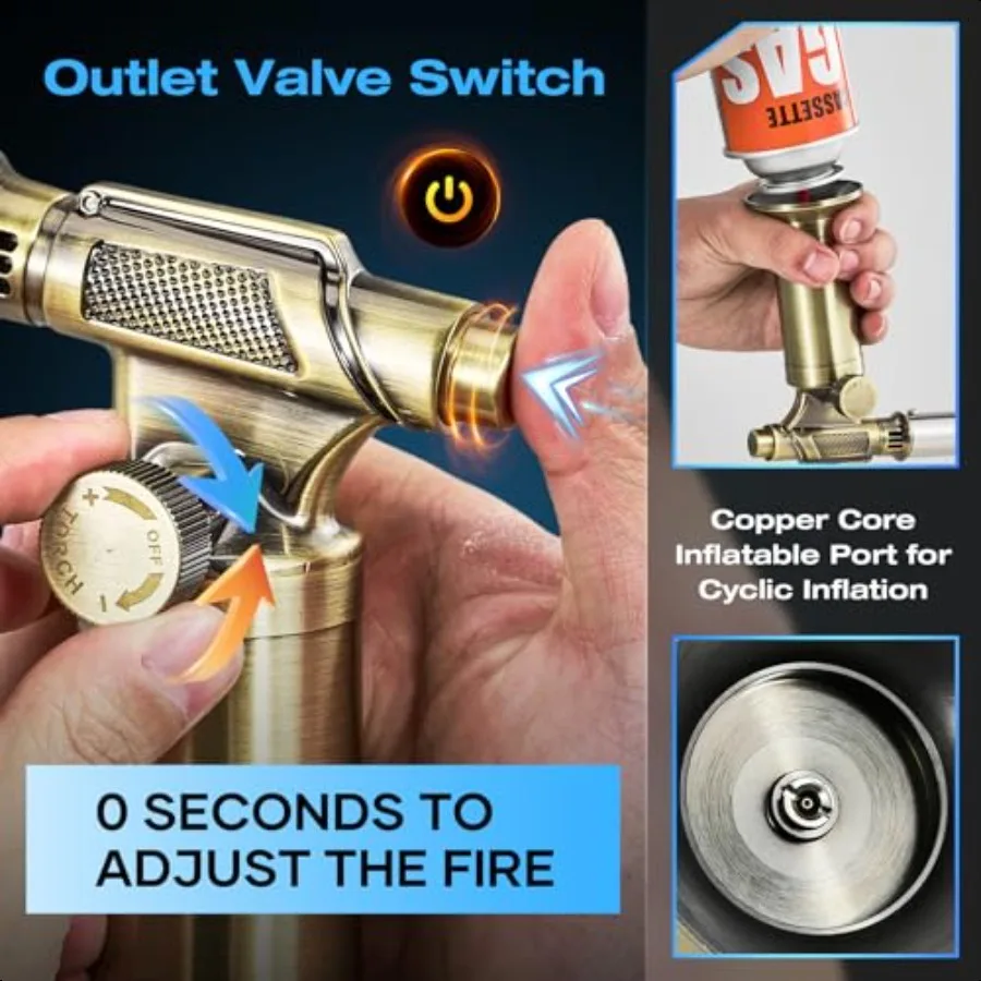 Butane TorchMini Kitchen Torch Lighters Butane Refillable with Adjustable Flame and Rotating Safety Loceal for BBQ Home Baking