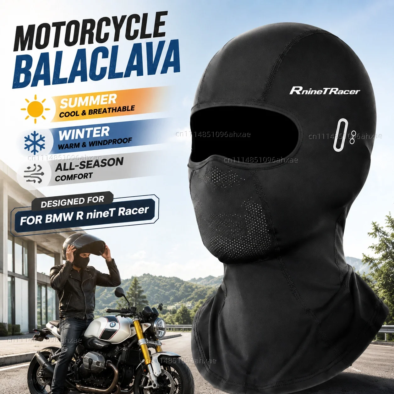 For BMW R nineT Racer 2017-2026 Motorcycle Balaclava Summer Glasses Face Breathable Hole Winter Warm breathable waterproof