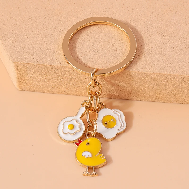 Aihua Cute Enamel Animal Duck Keychain Chicken Key Ring Pendant for Key Holder Women Girls Handbag Decor Handmade Jewelry Gift view 5