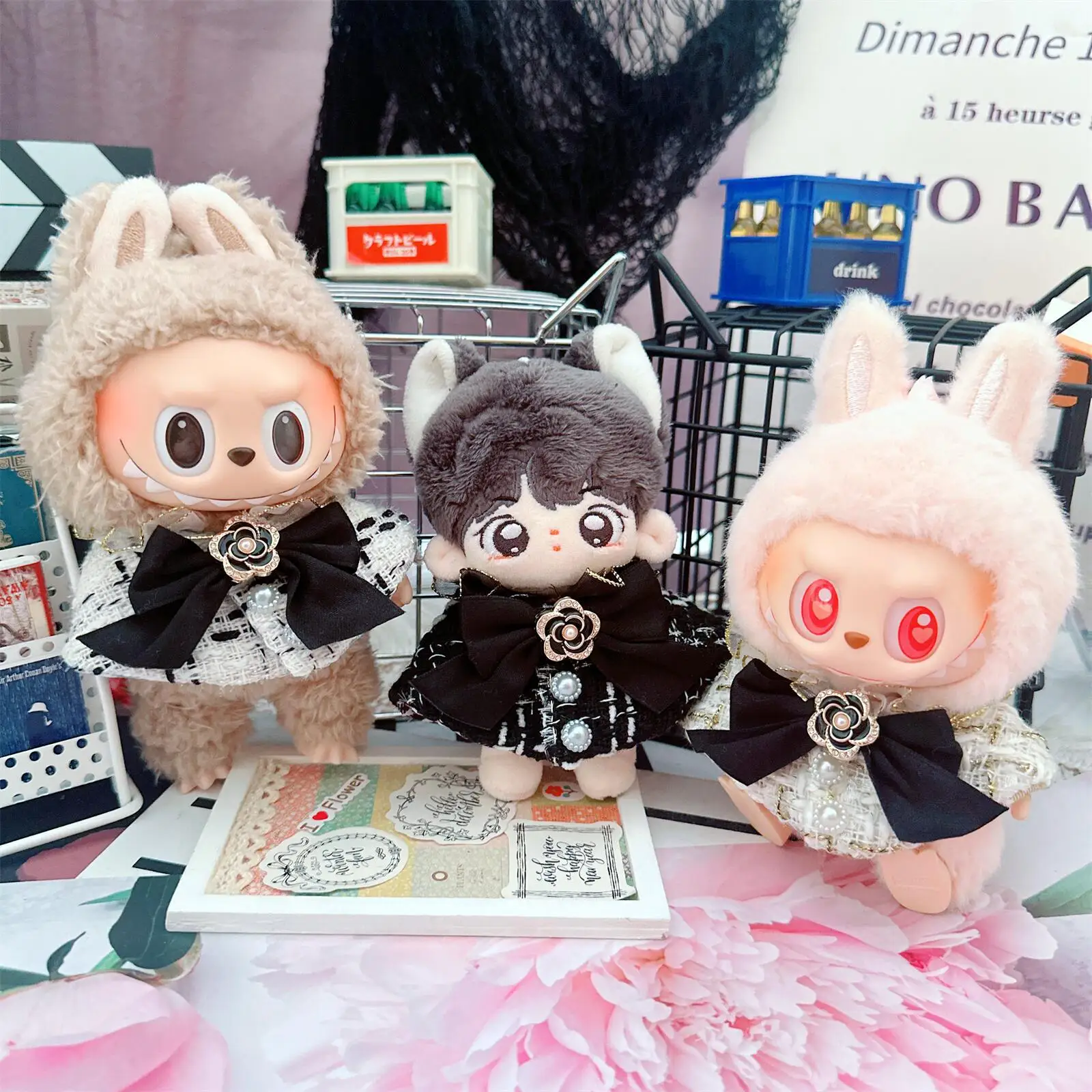 10cm Kawaii Doll Clothes Cute Golden Black White Deacon Coat Shawl DIY Dress Up Mini Idol Plush Doll Changing Clothes Game Gifts