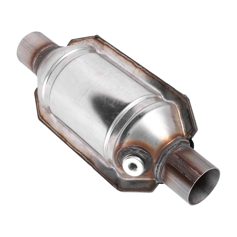 Inlet/Outlet Universal Catalytic Converter, With O2 Port & Heat Shield 53004 Car Stainless Steel Catalytic Converter