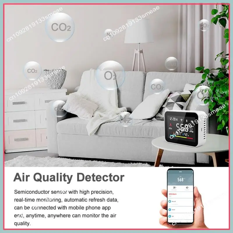 

N94R Tuya детектор диоксида CO2 WIFI монитор CO2 измеритель датчик CO2 Крытый сельскохозяйственный теплица датчик воздуха и влажности монитор