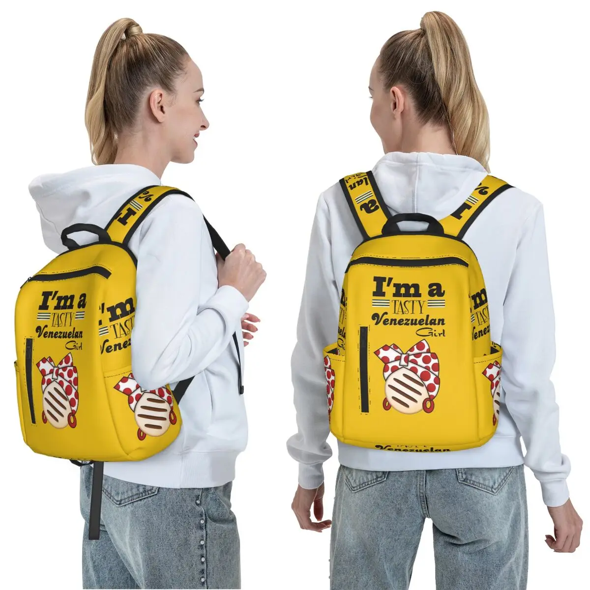 Arepa Venezuela Im A Tasty Venezuelan Girl Backpack Daypack Large Capacity Kids BookBag School Bag Shoulder Bags for Men Women
