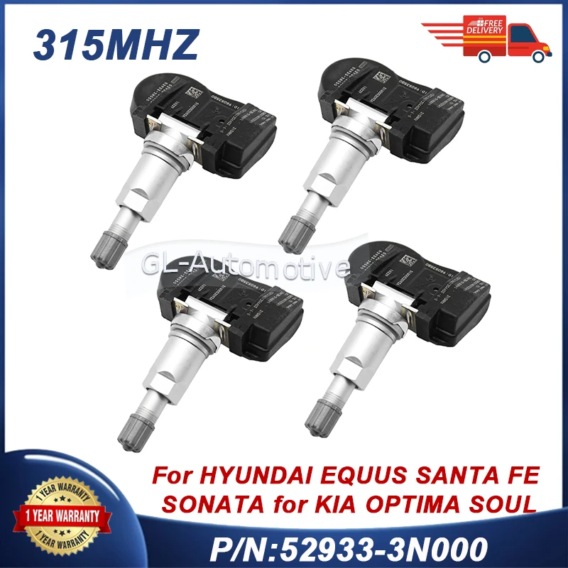 

4 шт. датчик давления в шинах TPMS для KIA OPTIMA SORENTO SOUL HYUNDAI SONATA ACCENT 52933-3N000 315 МГц
