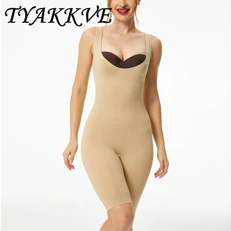 

TYAKKVE Body Shaper Mid-thigh Slimmer Bodysuit Reducing Shaping Girdles Women Corset Faja Sexy Slimming Big Size Tummy Contrl