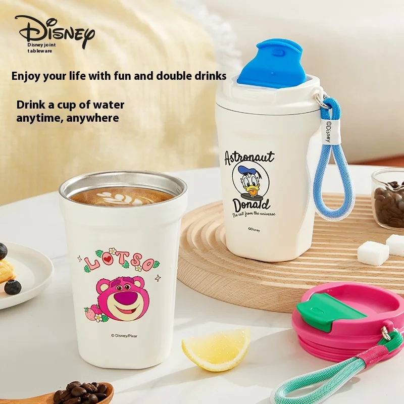 380ml Disney Mickey Mouse Thermos Bottle Straw Water Cup Thermos Bottle Kawaii Stainless Steel Large Capacity Thermos Cup Gift