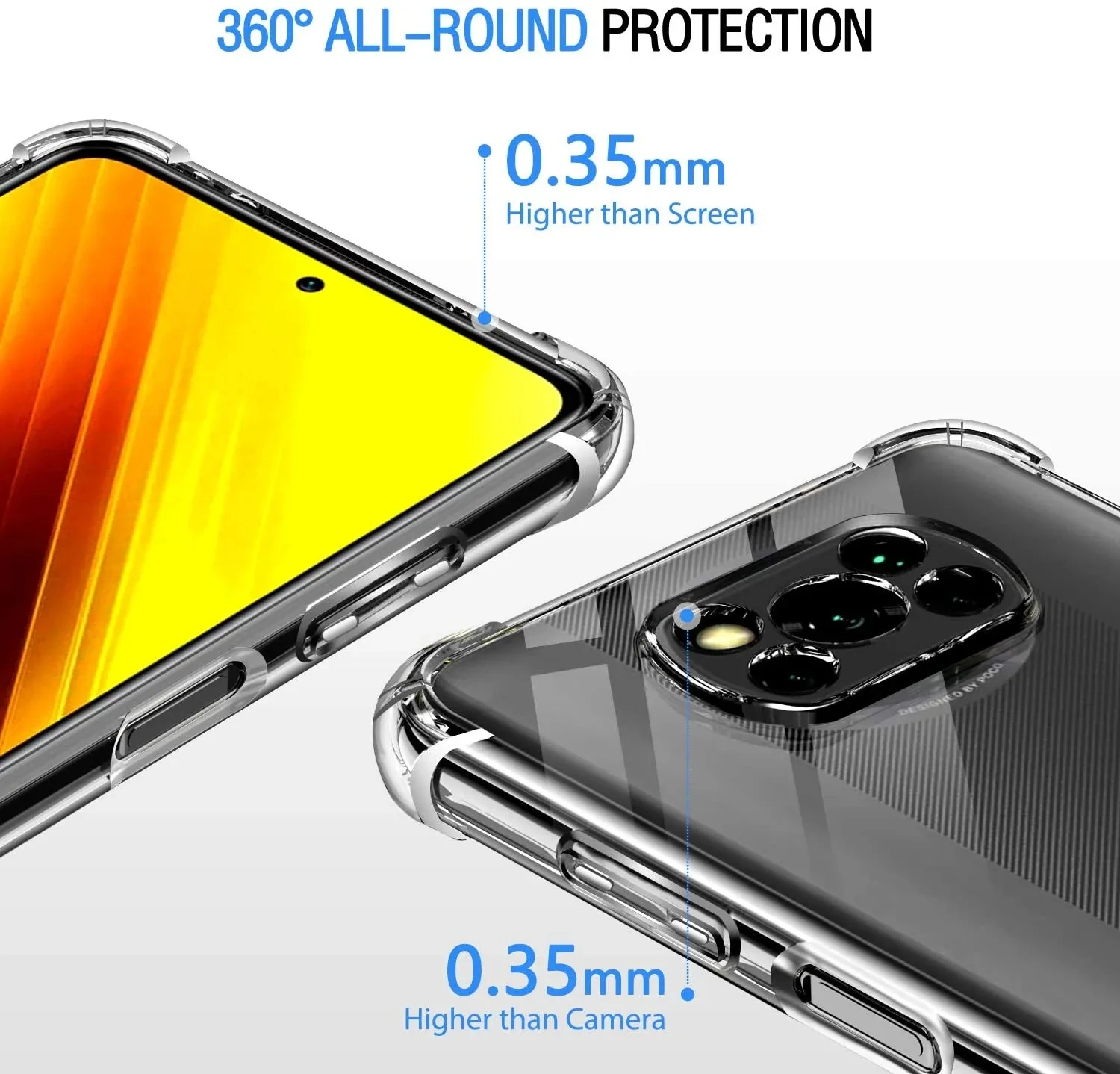 2Pcs Clear Shockproof Case For Xiaomi Poco X3 NFC Pro Soft Silicone Shell image 3