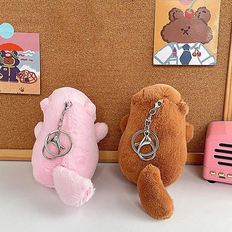 Capybara Plush Toys Cute Wagging Tail Dolls Creative Keychains Backpack Accessories Soft Stuffed Aniamls Pendents Fashion Gifts