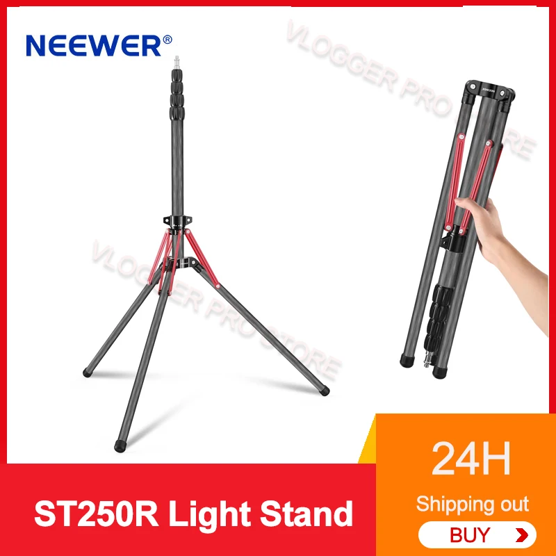 NEEWER ST250R Carbon Fiber Light Stand with 180° Reversible Legs 1/4