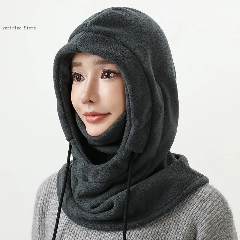 Outdoor Cycling and Skiing In Spring and Winter Keeping Warm Adding Thick Fleece Protect Neck Shake Grain Suede Hood Hat Cover