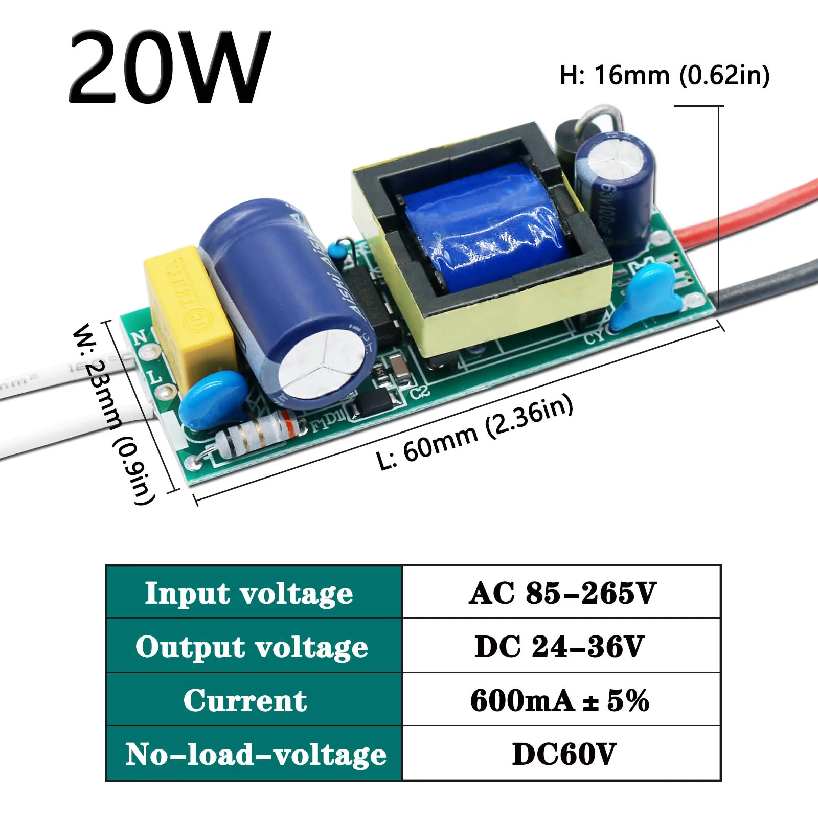 Imagem -03 - Placa de Led Driver 50w 40 30 20 10 Dc2446v Unidade de Fonte de Alimentação sem Cintilação Controle de Corrente Constante Transformador de Iluminação Diy