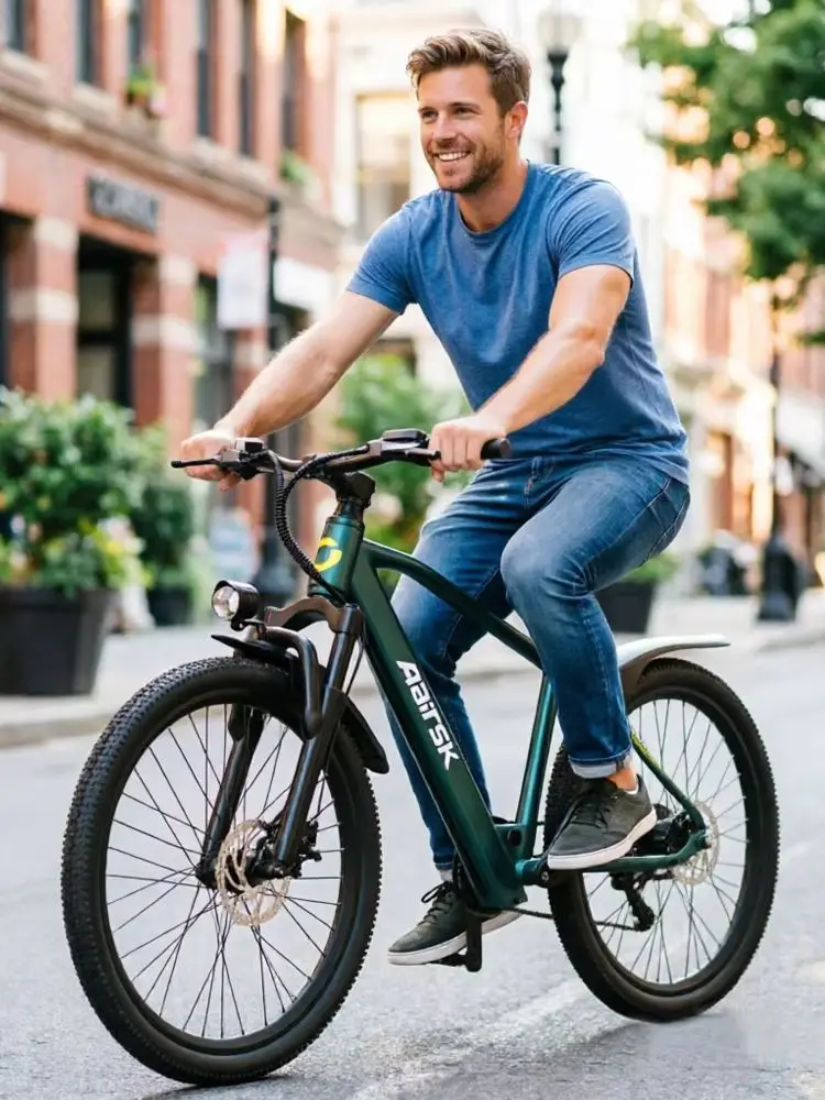 Aairsk GT300 E-Bike für Erwachsene, 250W Motor, 36V 10AH Akku, maximale Reichweite 55km, 26'*1.95' große Reifen, Doppelscheibenbremsen, 3 Arbeitsmodi & 5 Leistungsstufen, Doppel-Stoßdämpfersystem,