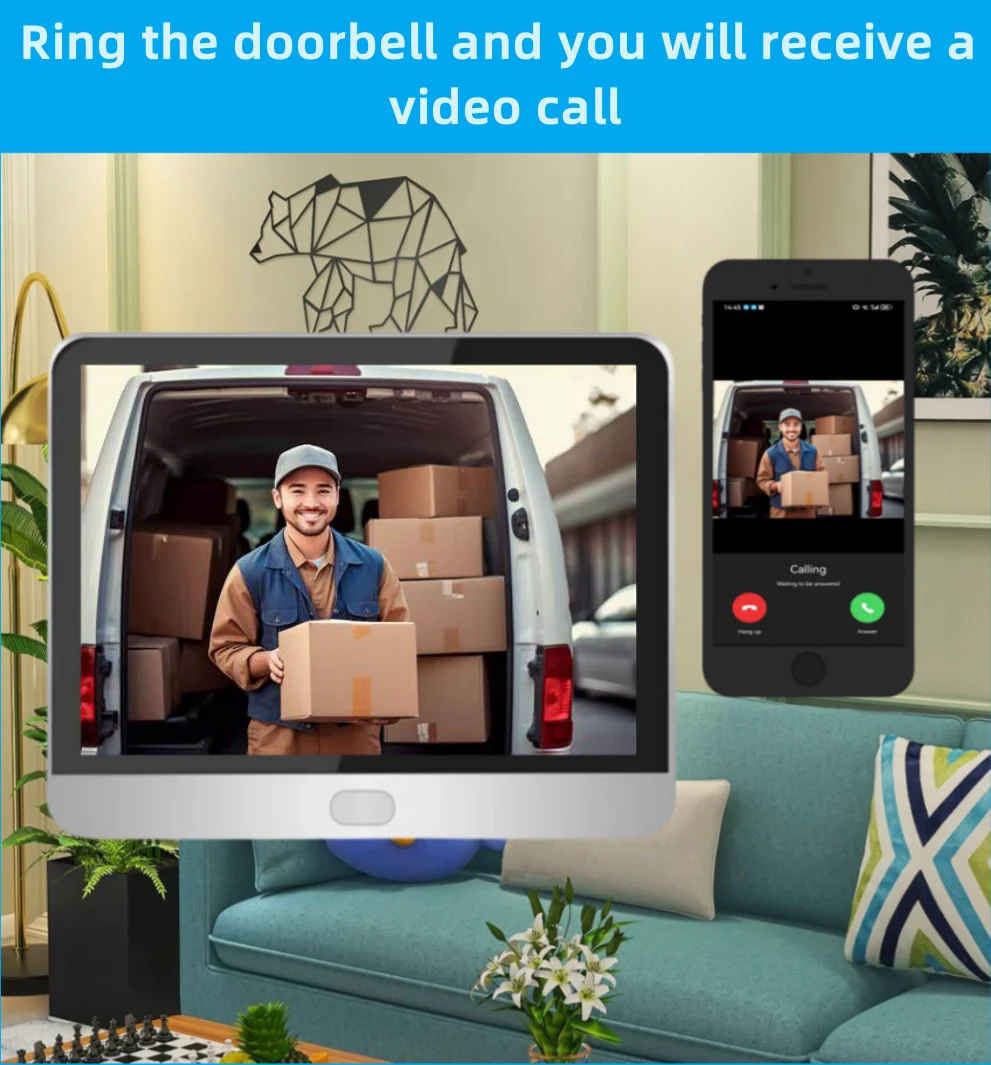 Mirilla de seguridad para el hogar, timbres inalámbricos con cámara, detección de movimiento PIR, videollamada, iCam365, 3MP
