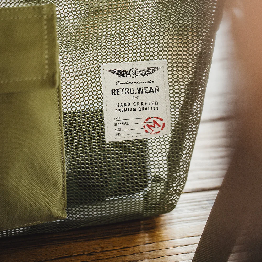 Maden Outdoor Green Crossbody Bag Men's Summer Lightweight Mesh Messenger Bag with Adjustable Strap Phone Pouch for Hiking&Daily