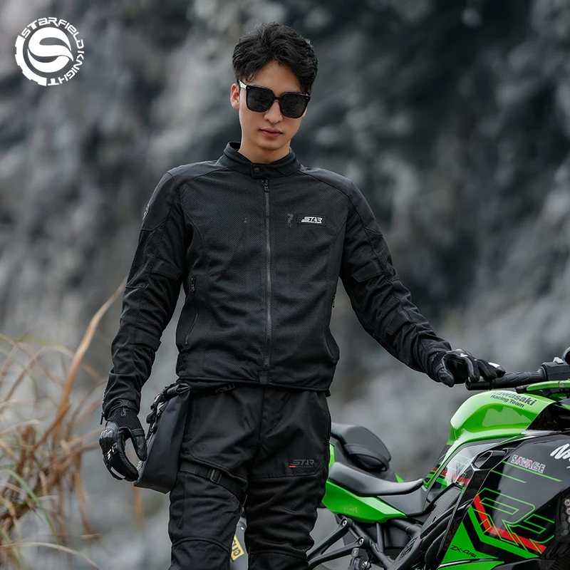 

SFK Motorcycle Jacket Men's Riding Clothing Spring&Summer Mesh Breathable With CE Soft Armor Body Protective Gears Accessories