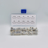 100pcs 5x20mm Quick Blow Glass Tube Fuse Assorted Kit Amp 0.2A 0.5A 1A 2A 3A 5A 8A 10A 15A 20A 250V with Storage Box