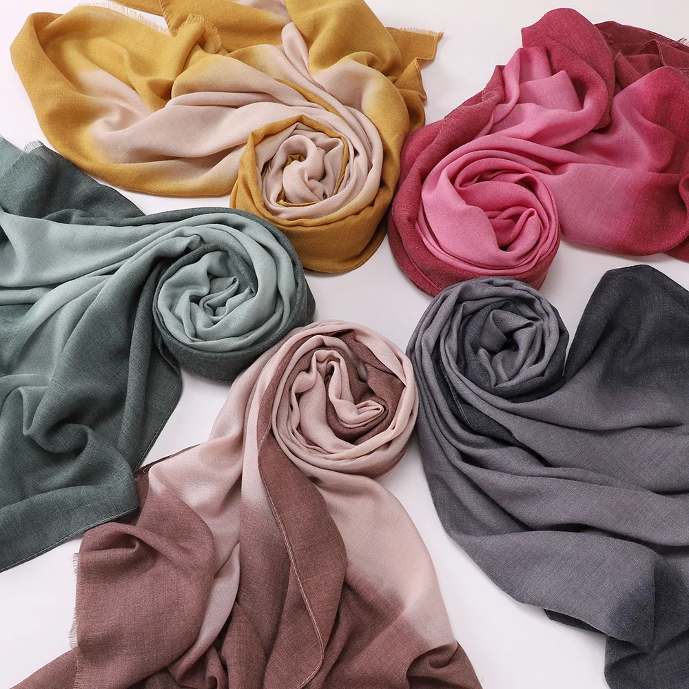 Écharpe large bicolore en coton et lin, 80x175CM, d'Europe, d'amérique et d'asie du sud-est, un foulard à la mode pour femmes musulmanes