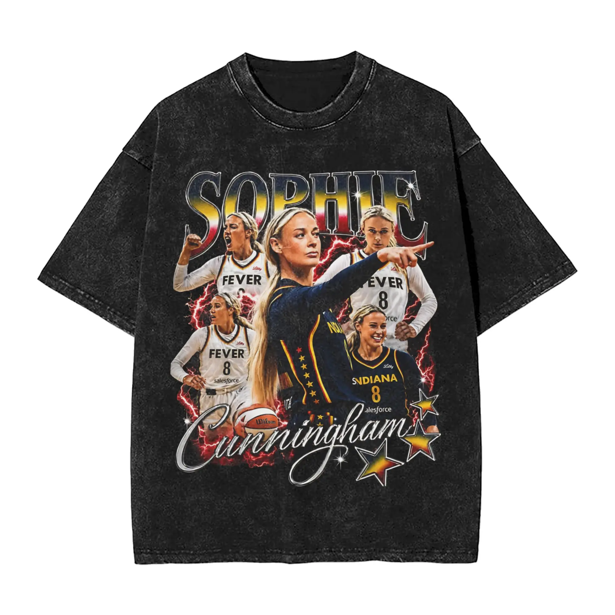 Washed T Shirt Sophie Cunningham Basketball Hip Hop T-Shirt High Street  Streetwear Short Sleeve Summer Tops Tees for Men Women