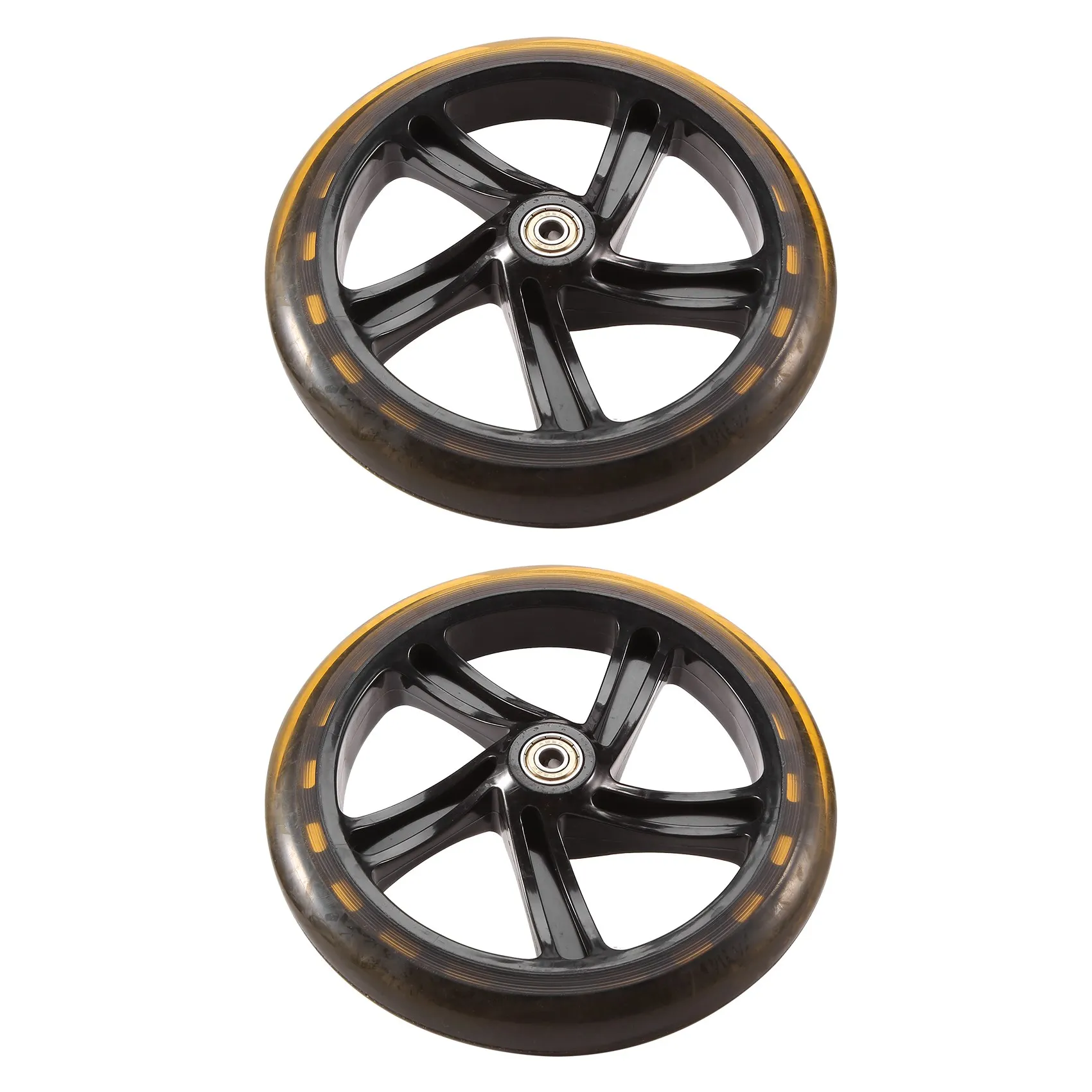 2 Pieces Scooter Wheel 200 mm PU Material Wheel Thickness 30 mm ABEC-7 Bearing Scooter Accessories,Transparent Black