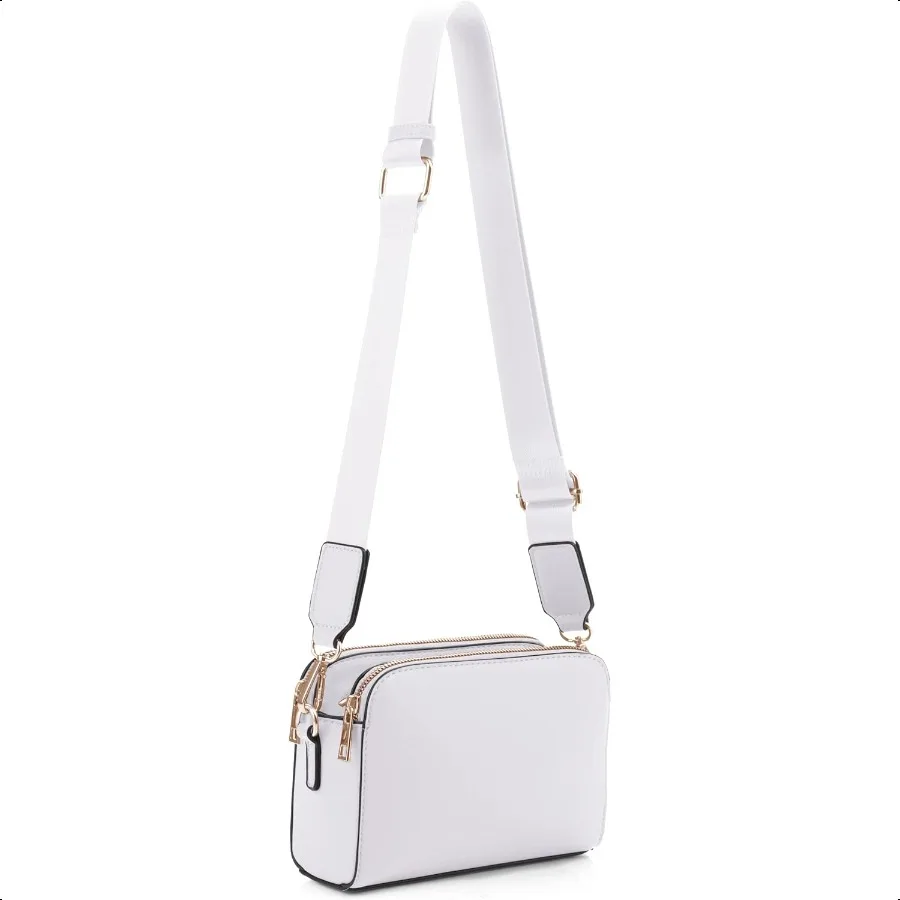 

EVVE Crossbody Bags for Women Trendy Triple Zip Small Crossbody Camera Bag Purse with Wide Guitar Strap