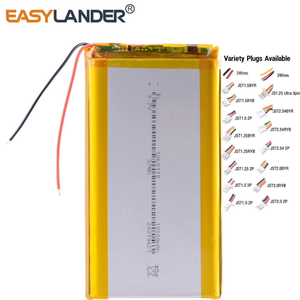 3.7V 10000mAh 1260110 Rechargeable Lithium Li-ion Polymer Ba
