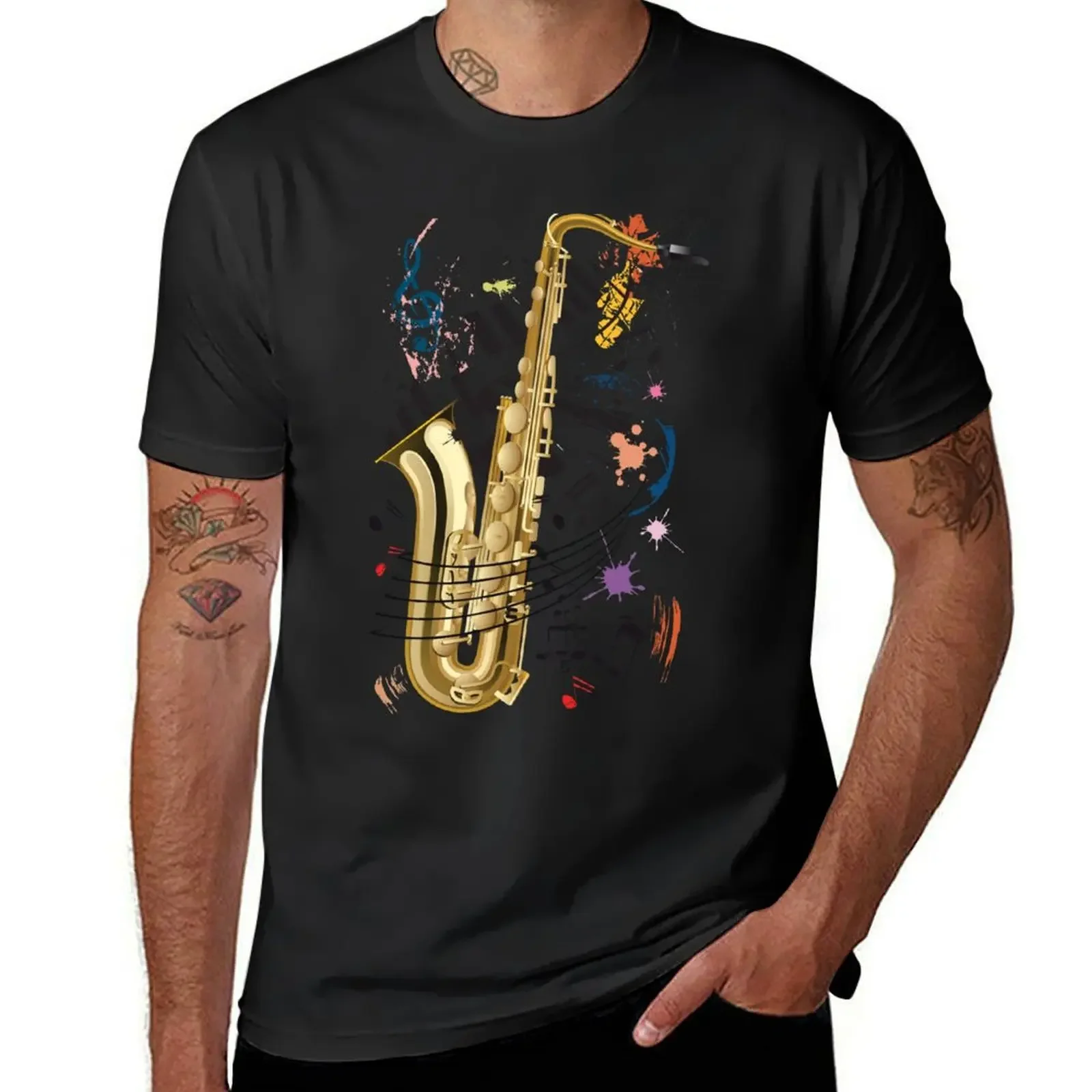 

Saxophone and Jazz T-Shirt shirts graphic tees anime graphic tee shirt Men's t-shirt