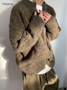 남성용 V넥 맨투맨, 미국 레트로 루즈핏 캐주얼, 올매치 하라주쿠 긴팔, 빈티지 캐주얼 니트, 시크, 용수철 가을