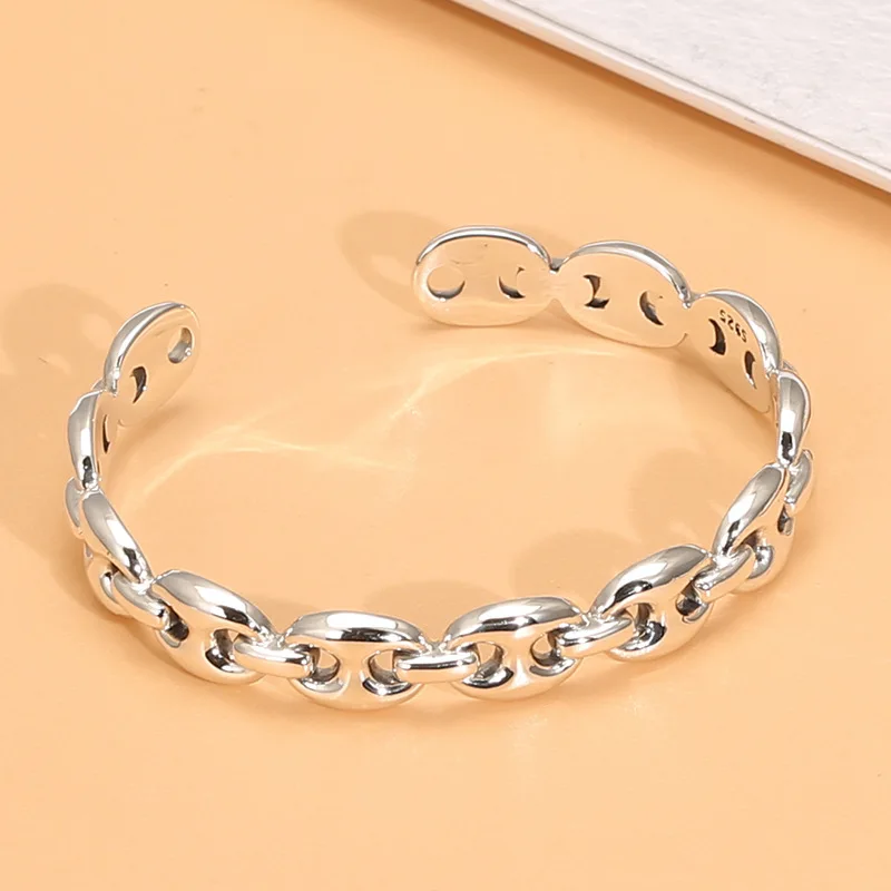 

S925 pure silver Net red temperament pig nose bracelet female vintage Thai silver ins style silver bracelet personality