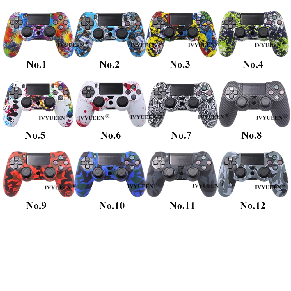 IVYUEEN 10 PCS Silicone Protective Skin Case for Sony PlayStation 4 PS4 DS4 Pro Slim Wireless Controller Cover Game Accessories