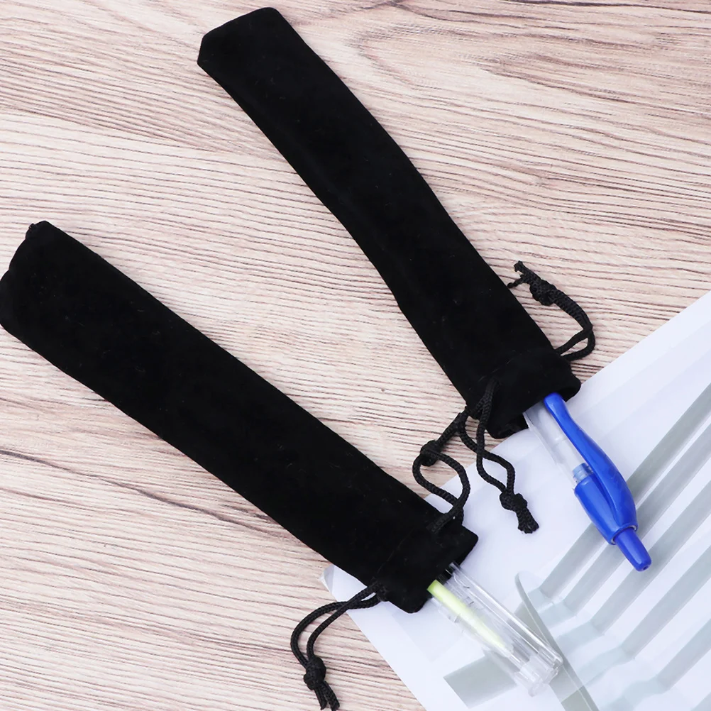 

5pcs Pen Pouch Sturdy Lint Material Drawstring Design Protective Single Pen Sleeve Flannelette Pencil Sleeve Gift
