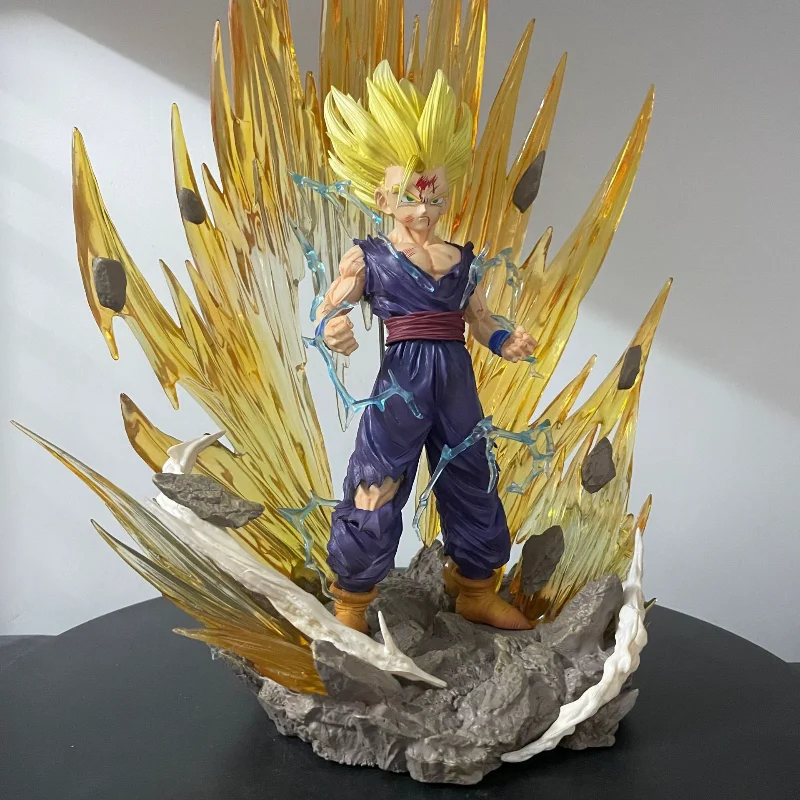 38cm dragon ball filho gofan explosão onda cena anime figura modelo gk estátua meninos coleção decoração de mesa ornamento brinquedos presentes