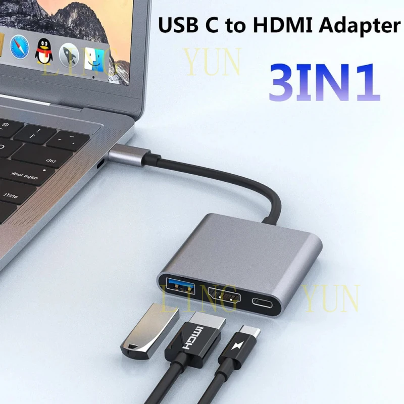 

Док-станция Z Type-C to HDMI с поддержкой USB3.0 и 4K HD для проекторов, USB-накопителей, ноутбуков.