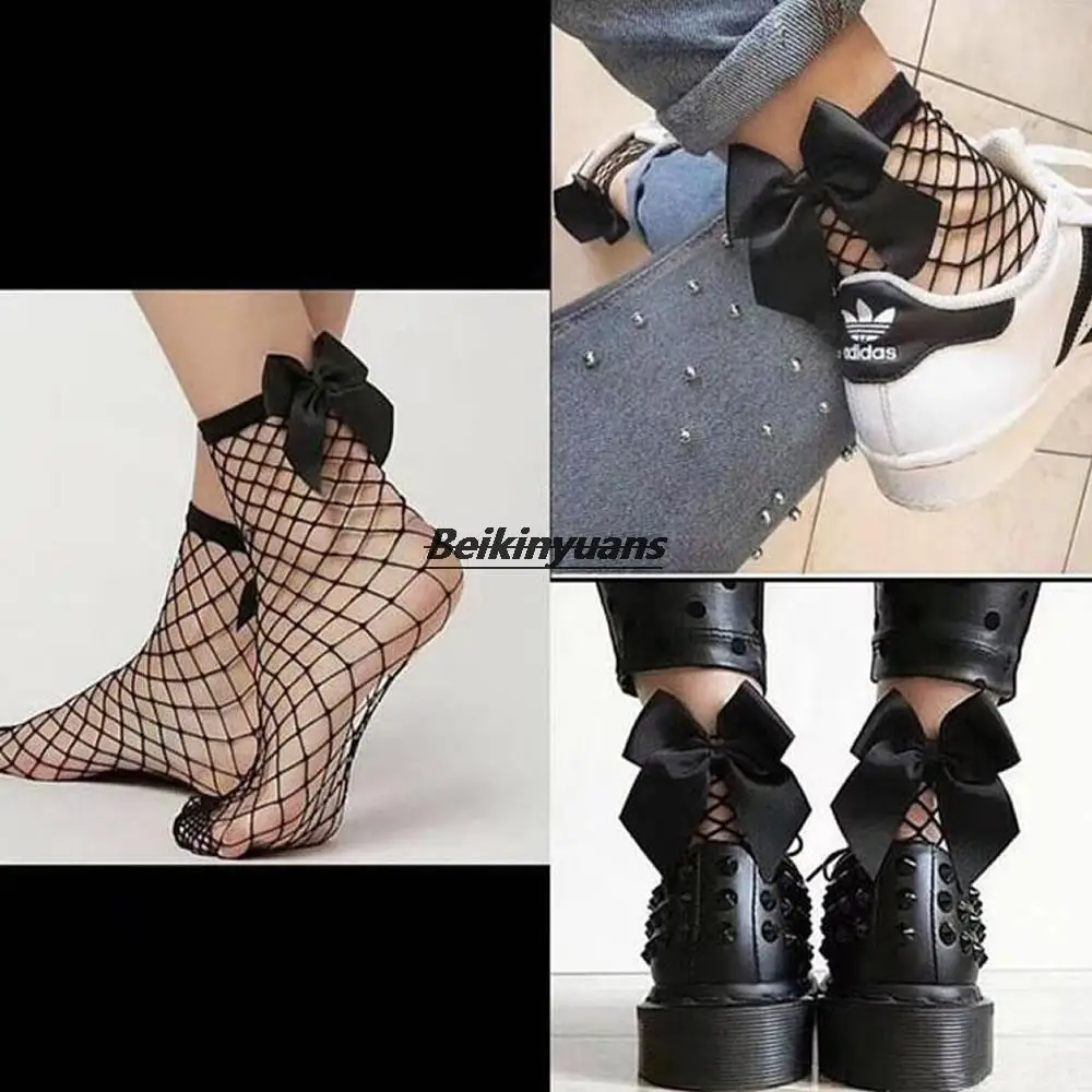 Lolita sock women's tube ins fishnet stockings short simple bow jk student cute socks sexy Children's socks