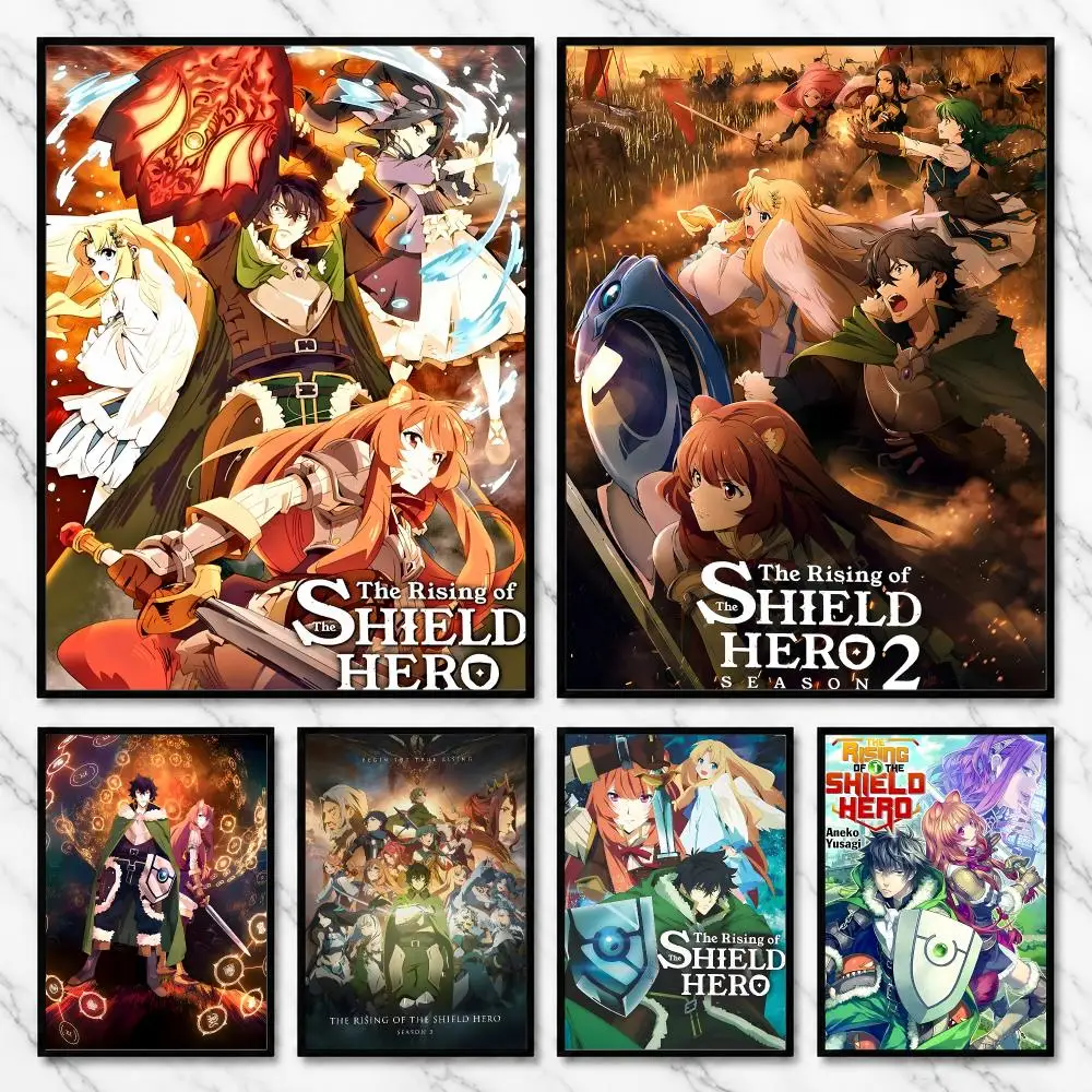 The Rising of the Shield Hero Isekai Fantasy Anime Poster Self-Adhesive Unframed Fashion Wall Prints for Office & Home Decor