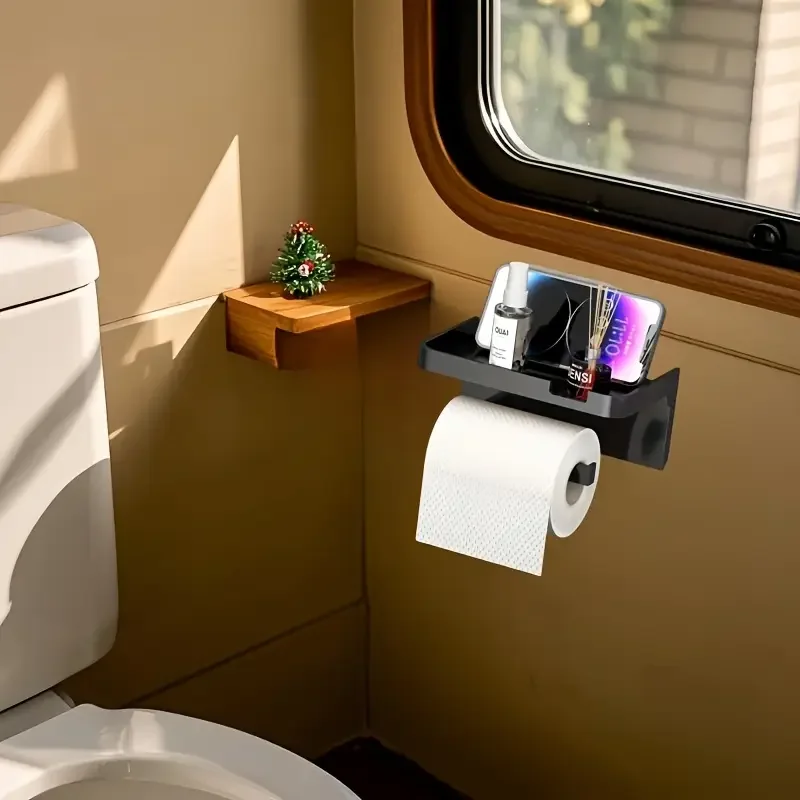 Immagine 6: Porta carta igienica per interni auto, supporto da parete per bagno, porta telefono multifunzione in carta per WC, portarotolo di asciugamani, camper, roulotte, camper