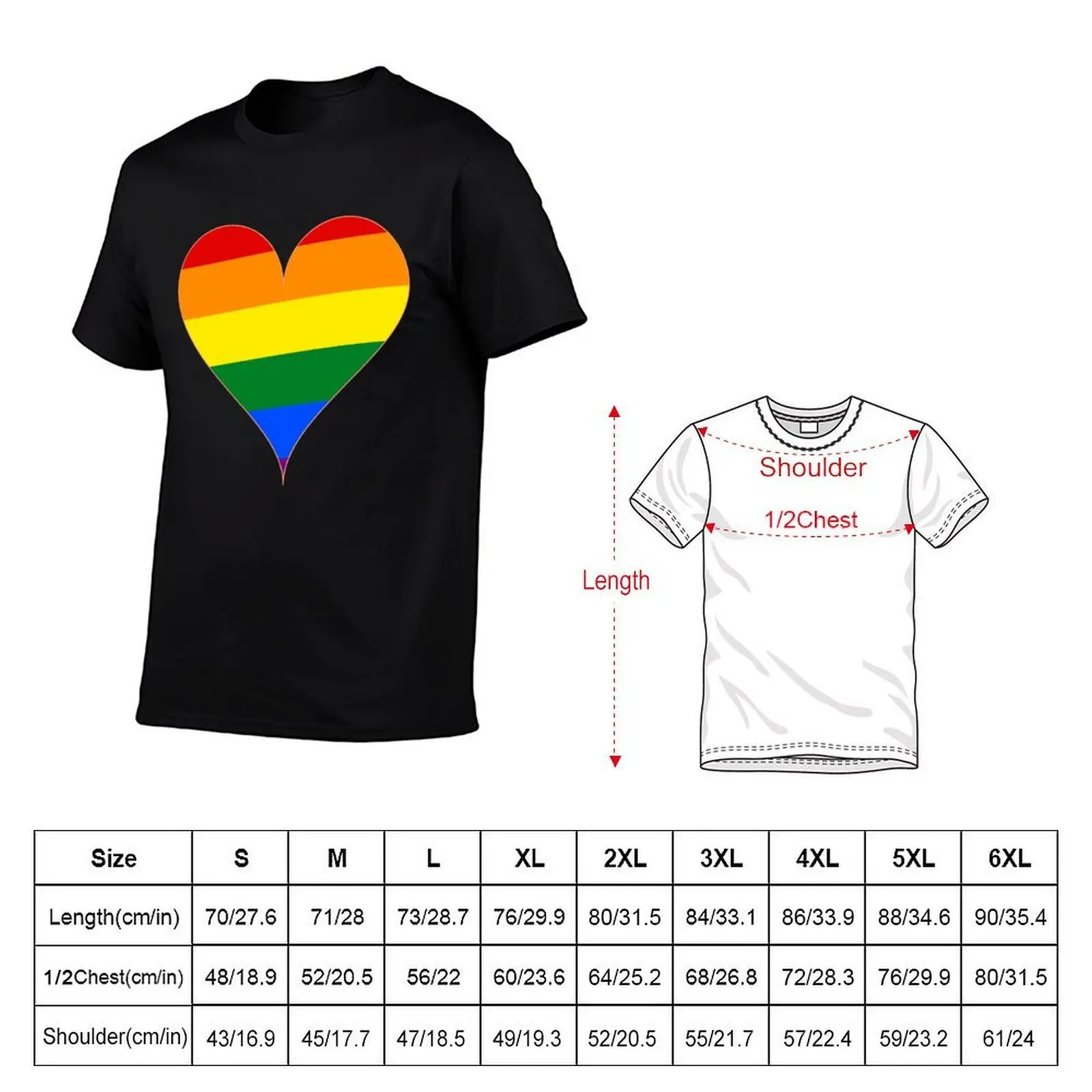 Rainbow Pride Heart T-Shirt High Elasticity Sports Tee Shirt