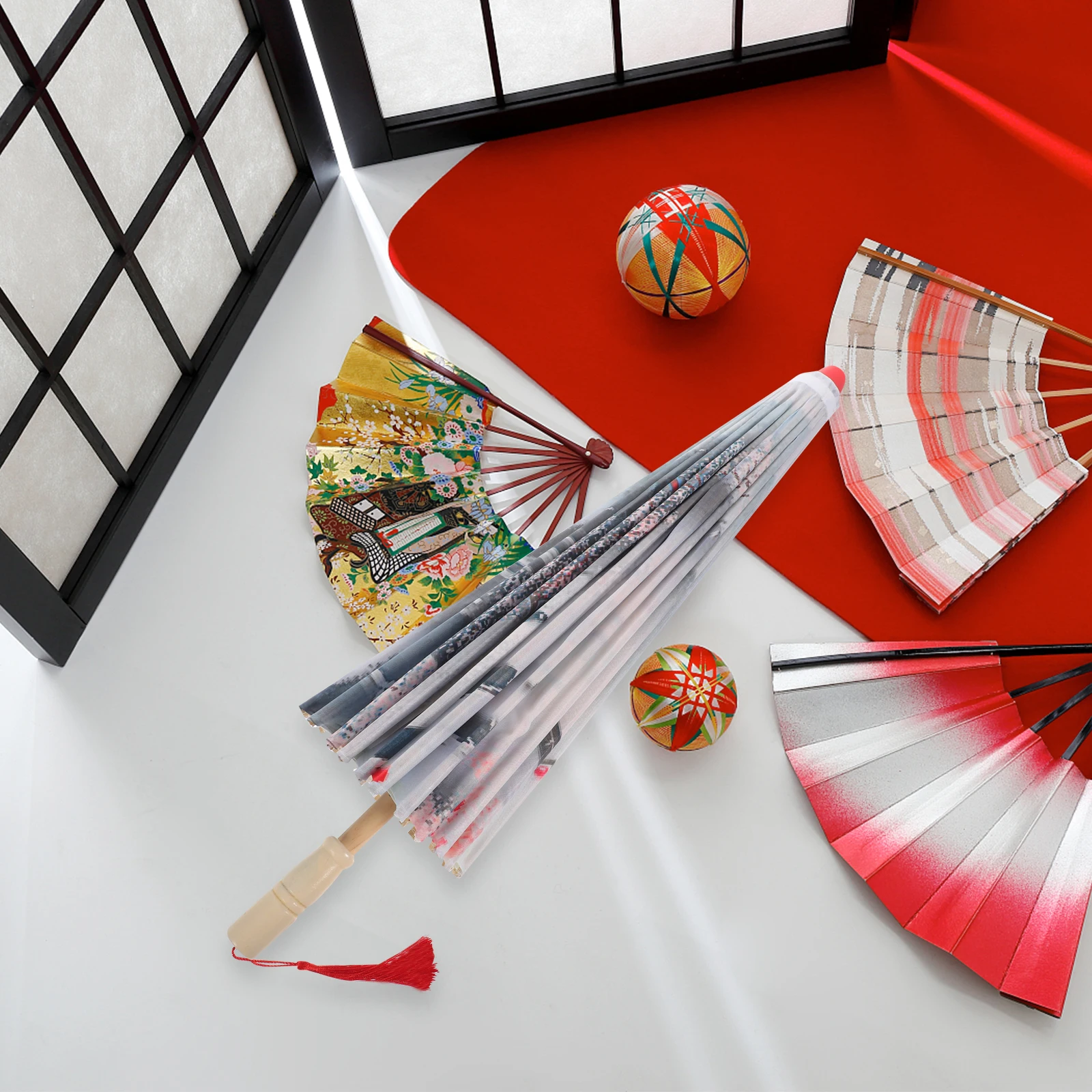 

1 s Ancient Style Umbrella Vintage Cloth Wooden Dance Umbrella for Wedding Photo Props Stage Decorative Oil Painting